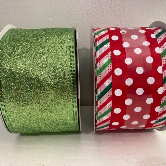 Bundle NEW 2 Wire Edge Holiday Ribbon 2.5”x 25 Ft - Picture 2 of 3